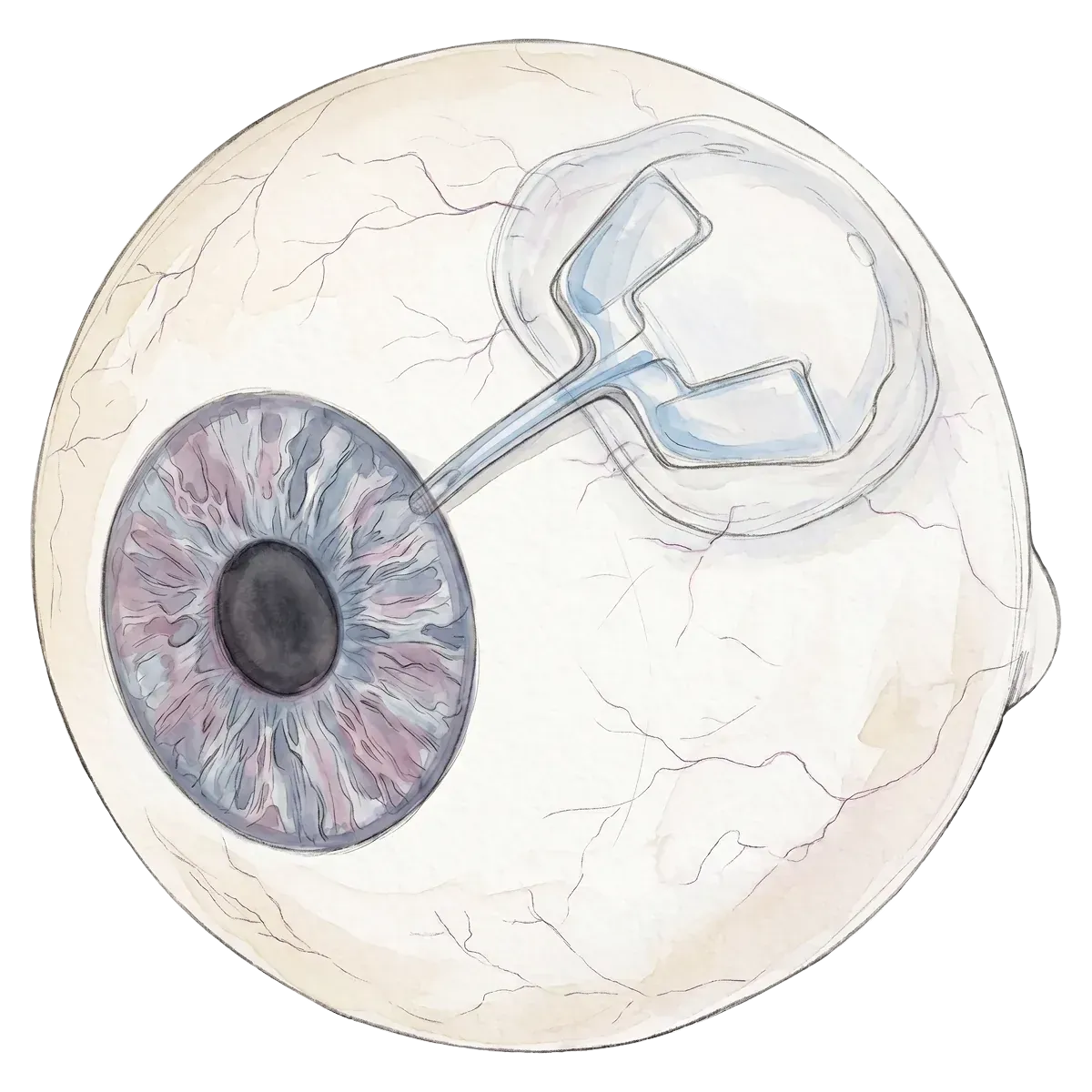 Diagram of conventional glaucoma surgical treatments.