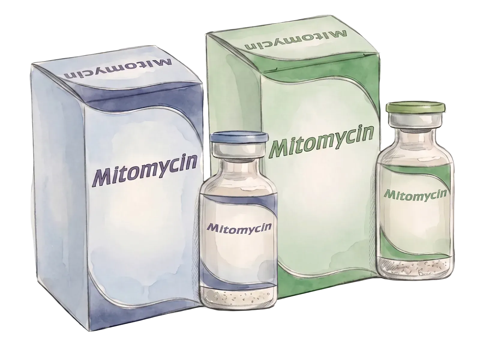 Illustration of mitomycin C packaging — agents QMAX does not require.