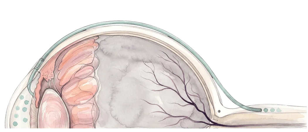 Illustration of pressure forces at the optic nerve head.